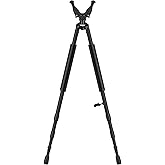 CVLIFE Hunting Bipod Shooting Bipod Shooting Stick, Rifle Hunting Stick with 360° V Yoke Rest, Twist Lock, Adjustable Portable Lightweight Aluminum Frame, Foam Handle, Spike Feet