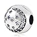 Clip Charms Clear Twinking Night Authentic 925 Sterling Silver Stopper Beads - Fit European Bracelet