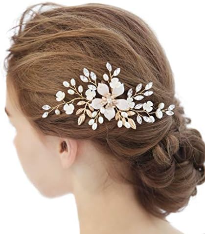 Bridal Hair Accessories For Women Wedding Jewelry Handmade Hair Comb Luxurious Rhinestone Crystal Pearl Flower Shape For Bride Bridesmaid Wedding Birthday Party Cocktail Prom Daily Life Wrap Gift Box