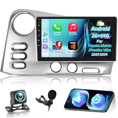 Photo 1 of [2+64G] NHOPEEW Car Stereo for Toyota Matrix/Pontiac Vibe 2003 2004 - Wireless Carplay and Android Auto - 9 Inch Touchscreen Android Car Radio - DSP/WiFi/GPS/SWC/Bluetooth + AHD Backup Camera