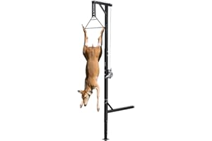 VEVOR Deer Hoist with Winch and Gambrel, Heavy-Duty Game Hoist Kit with 360-Degree Swivel & Adjustable Height for Hunting Skinning and Cleaning
