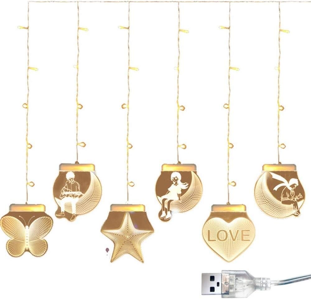 Cadena de luces LED 3D colgar las luces luces de la cortina que cuelga