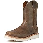 SUREWAY Western Boots - Men’s Square Toe Work Boot,Pull On Leather Wellington Boots,Durable Classic Slip Resistant Soft Toe Cowboy Boot