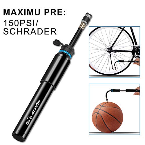 Racing Portable Bike Pump ,Fits Presta & Schrader, 150 PSI Mini Bicycle Tire Pump