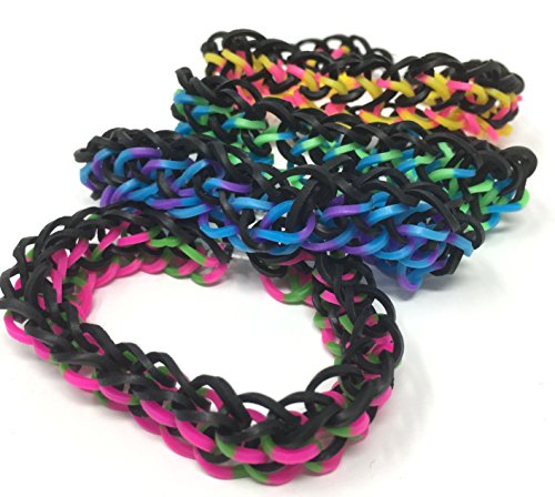 Loom rubber band bracelet set of 4 pieces dragon scale knit set # 4 black colors free shipping