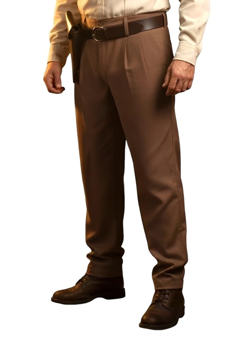 thecostumebase Indiana Jones Pants Safari Raiders Party Fancy Costume (L) Dark Khaki — image 1