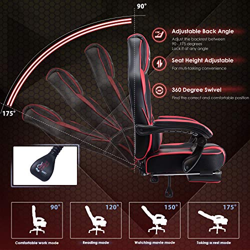 KILLABEE Massage Gaming Chair Racing Computer Desk Office Chair High