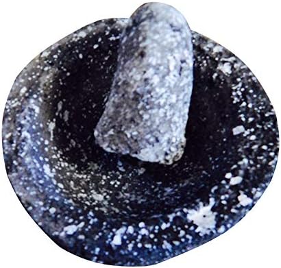 Thaweesuk Shop New Small Molcajete Volcanic Stone Rock Piedra Bowl Pestle Mortar Grinder manual Mortar4.5" diameter, 5" height Pestle 3.5" long of Set