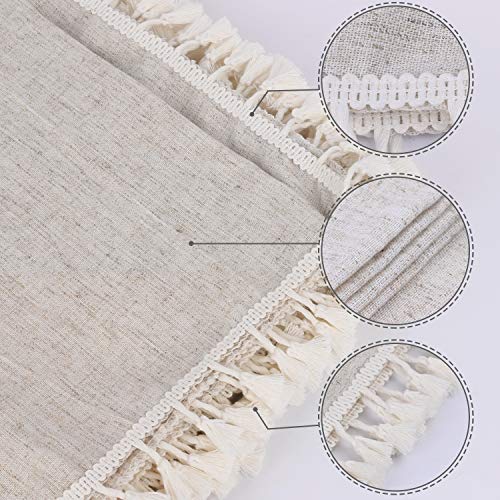 Dedoot Table Cloth, Rectangle Tablecloth with Tassels 55x70 Inch Heavy Weight Cotton Linen Tablecloth Decorative Dinner Tablecloth Dust-Proof Table Cover for Wedding Picnic Party Tabletop Decor
