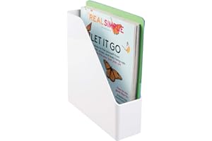 mDesign Plastic Slim Vertical File Folder Storage Organizer Bin with Handle - Hold Notebooks, Binders, Envelopes, Magazines f