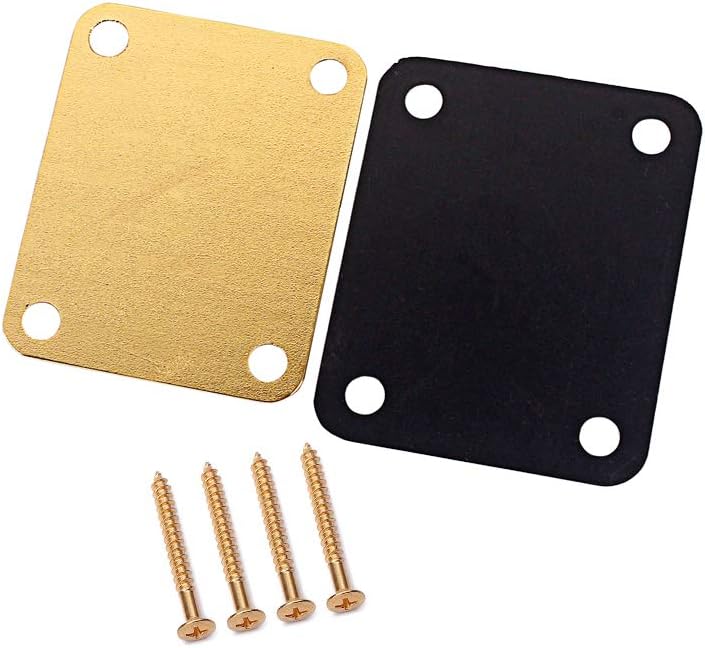 Alnicov Guitar Neck Plate,Gold and Black Neck Plate Engraved Animal Head Pattern for Electric Guitar - Image 3