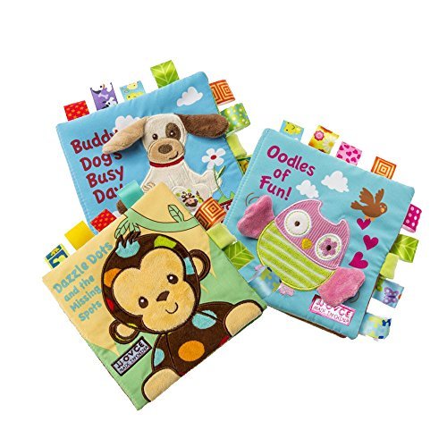 Cloth Book Set of 3 for Babies & Toddlers Early Education Development Fabric Crinkle Book Educational Toy Durable Activity Book Shower Gift for Boy & Girl