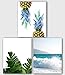 Pineapple, Banana Leaf, Sea Surf Prints, Set of 3 Tropical Decor, 8 x 10 Inches, Unframed