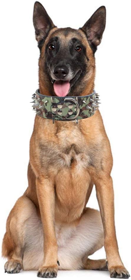 haoyueer Sharp Spiked Studded Dog Collar 2 Inch Width Stylish Leather Dog Collars for Medium & Large Dogs Pitbull,Labrador,Boxer Rottweiler German Shepherd … (S - Image 4