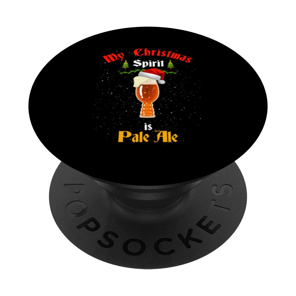My Christmas Spirit Is Pale Ale Drink Santa Claus Hat PopSockets Swappable PopGrip