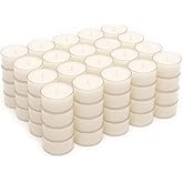 Stonebriar Bulk 96 Pack Unscented Smokeless Long Burning Clear Cup Tea Light Candles with 8 Hour Extended Burn Time, White