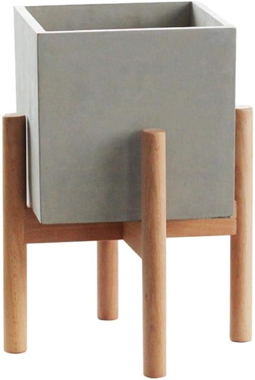 Flower Pot Stand Wooden Modern Design Cement Square Flower