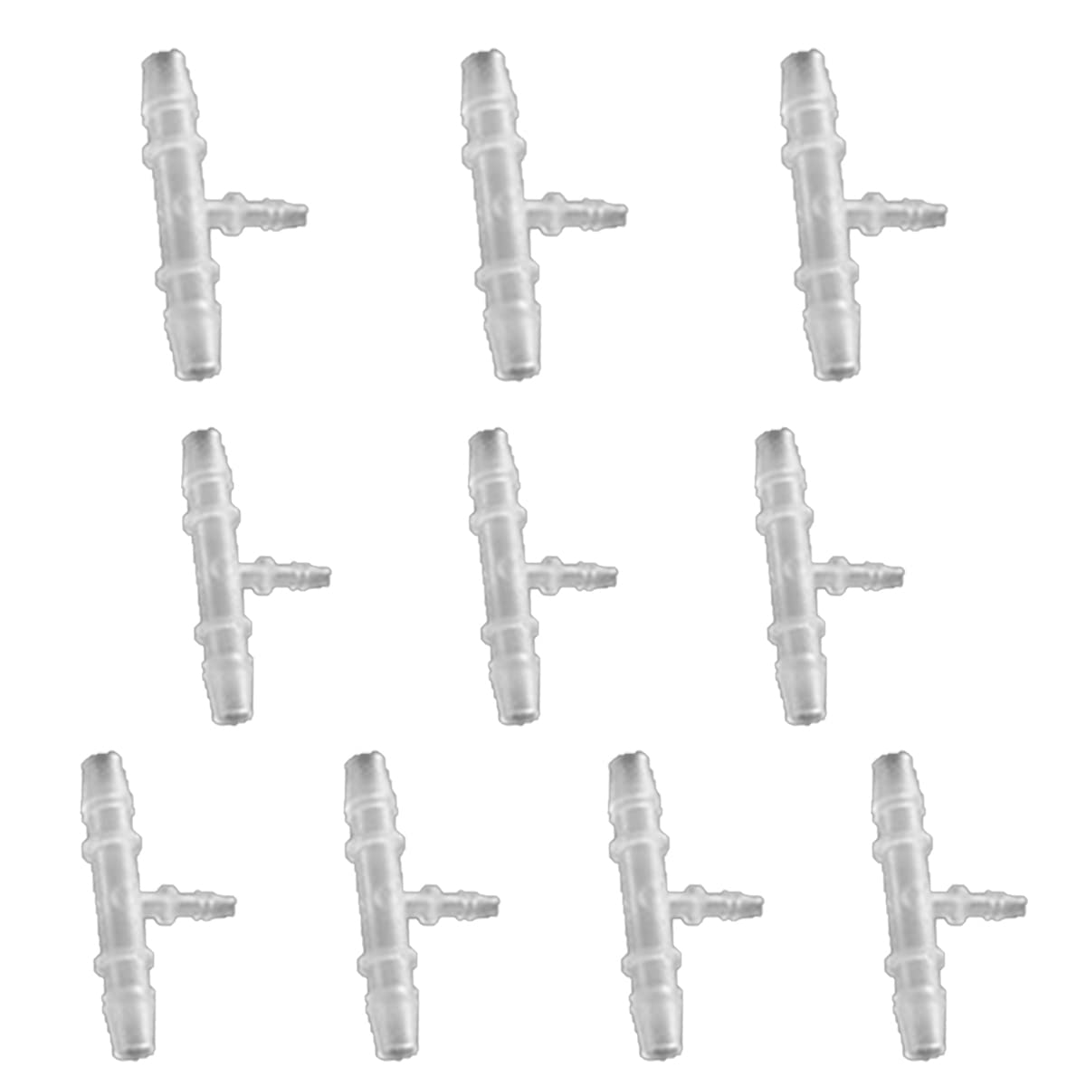 Unifizz T - Piece Tube Accessories,3-2-3mm Plastic T-Type Tube Connector For Cooling Watering Irrigation, Transparent, 10Pcs