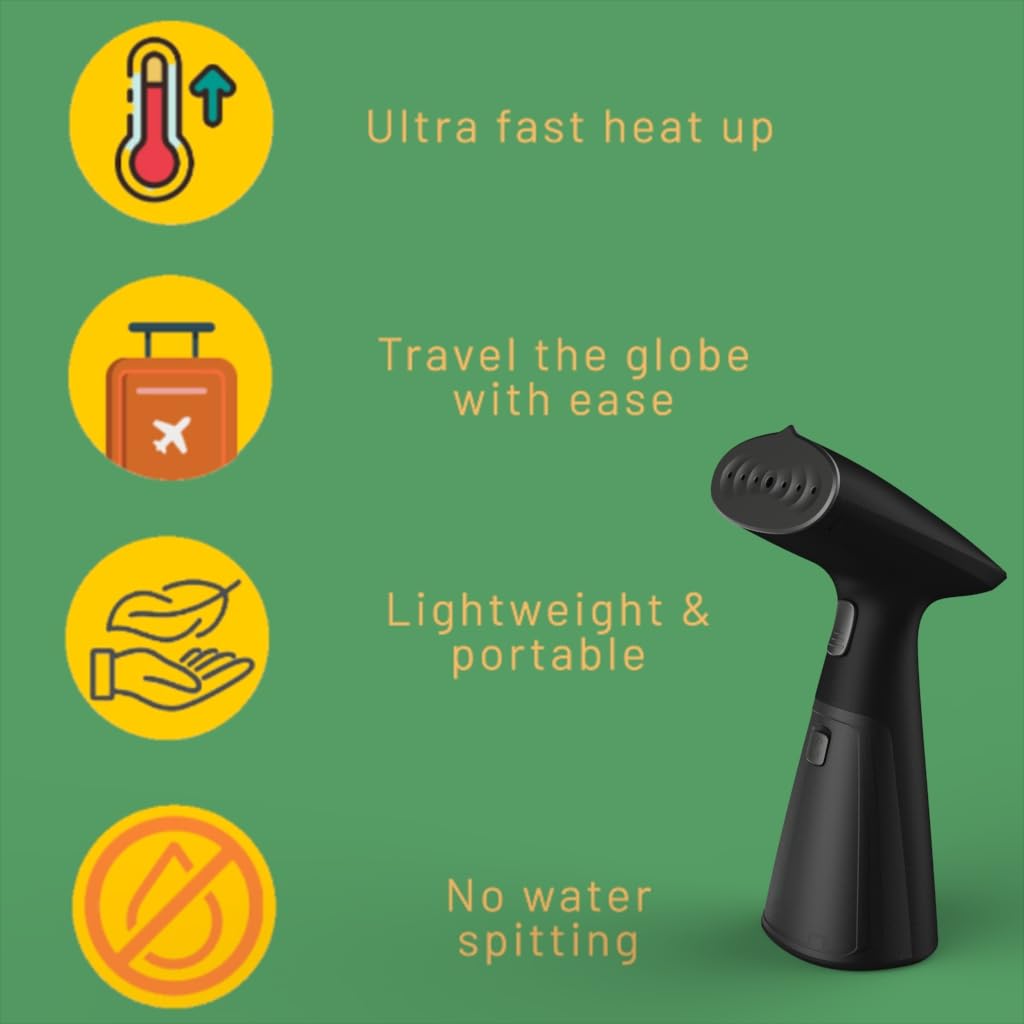 Travel Garment Steamer, Handheld Steamer for Clothes, Fast Heat-Up in 30 Seconds, 1000W Portable Steamer with 120ml Water Tank, Removes Wrinkles from Clothes, Garments, and Fabrics
