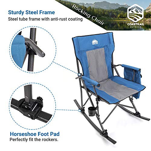 Coastrail Outdoor Folding Rocking Chair with Detachable Rockers 2 in 1