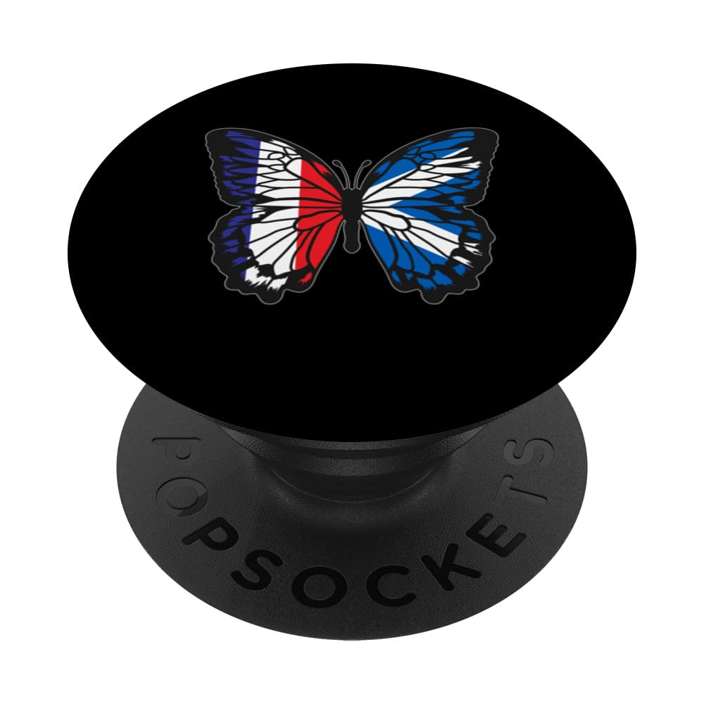 France and Scotland Mix Butterfly Half Scottish half French PopSockets Swappable PopGrip