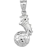 Claddagh Gold - High Polished 925 Sterling Silver Soccer Ball With Shoe Charm