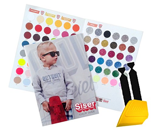 Siser Heat-Transfer Vinyl Color Guide Booklet Including Yellow Detailer Squeegee & 2x Black Felt Decals