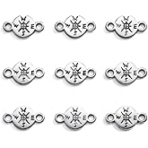 JDYDYJT 9pcs Compass Charms 16 * 9mm Bulk DIY Craft Charm Connector Antique Jewelry for Necklace Bracelet Keychain Making Ancient Silver Alloy
