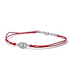 Delicate Sterling Silver Evil Eye Bracelet, Red