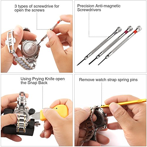 E.Durable 147 in 1 Watch Repair Kit Professional Screwdriver Spring Bar Tool Set, Watch Band Link Pin Tool Set with Carrying Case (Watch Repair Set -1) - Thumbnail 5