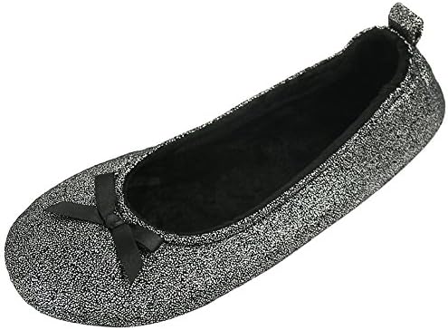 Home Slipper Women's Ballerina Plush Soft Sole Indoor House Ballet Slippers