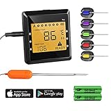 Digital Meat Thermometer, LESHP Wireless Remote Cooking Food Meat Thermometer, APP Controlled Bluetooth Smart BBQ Thermometer W/6 Stainless Steel Probes, Cooking Thermometer For Grill & Smoker