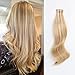 ABH AmazingBeauty Hair Pre-taped 50g 20pcs Real Remy Human Hair Highlights Tape-in Extensions Skin Weft, Invisible, Seamless, Dark Dirty Blonde with Platinum Ash Blonde P12-60, 20 Inch