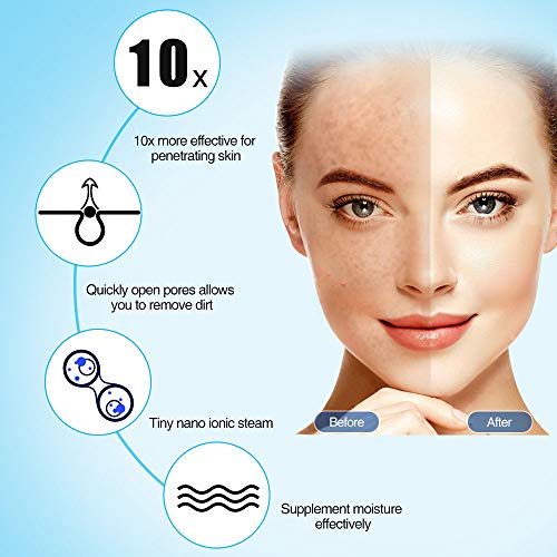 HOMFUL Upgraded Nano Ionic Facial Steamer Warm Mist Humidifier Atomizer Humidifier Moisturizing Face Spa Steamer Blackhead Remover Kit