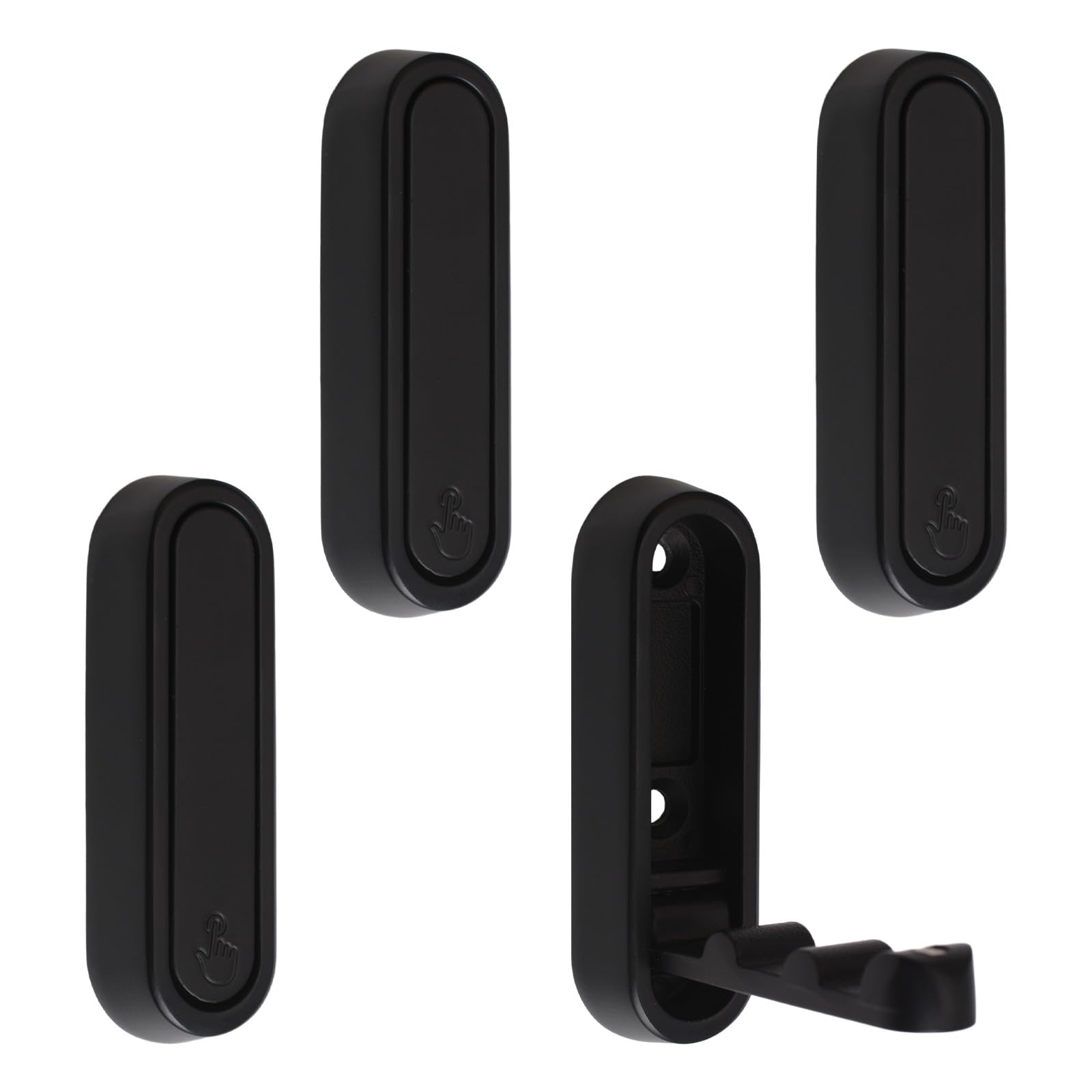 MOROBOR 4pcs Elliptical Folding Wall Hook, Zinc Alloy Folding Invisible Hooks Non-Slip Heavy Duty Foldable Coat Hook Retractable Support Hooks for Hanging Towels Hats Bags (Black)