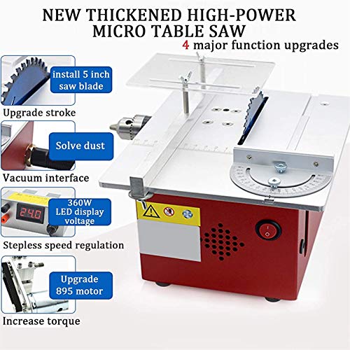 Tragbare Tischkreissäge , Mini-Tischsägeblätter, Tischsägen für die Holzbearbeitung mit Schiebetisch, Hubschneiden von… – Bild 4