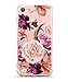 hepix iPhone 7 Floral Case Flowers iPhone 8 Case for Girls Women, Soft Flexible Clear TPU with Protective Bumpers Pink Purple Roses Phone Back Cover