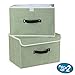 mee'life Foldable Storage Bins 2 Pack Fabric Storage Boxes with Lids and Handles Storage Cubes Organizers for Toys, Shelves, Clothes, Papers and Books - Large, Green