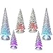 BANBERRY DESIGNS Christmas Tree LED - Set of 6 Acylic Xmas Trees with Painted Colorful Ornaments - Coloring Changing Tabletop Tree Decorations