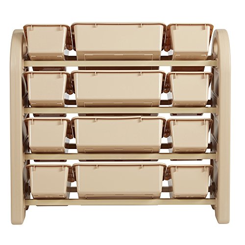 ECR4Kids 4Tier Toy Storage Organizer for Kids, Sand with 12 Sand Color