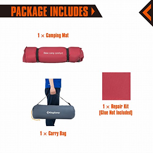 KingCamp Camping Self-Inflating Pad Sleeping Mat with Attached Inflatable Pillow,Water Repellent Coating, Quick Flow ABS Value, Firm Ultralight Comfortable for Outdoor