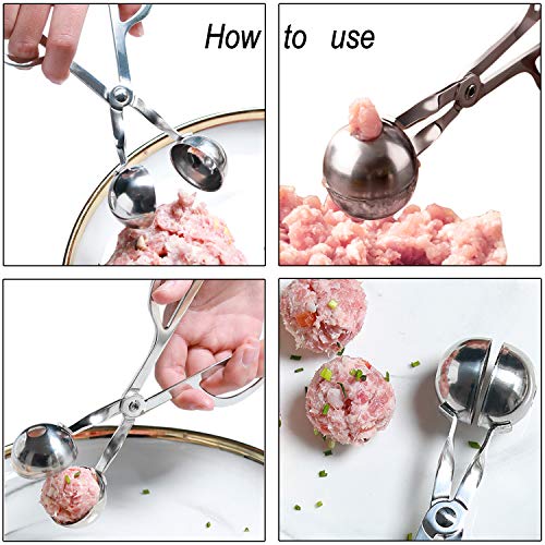 2 Set Stainless Steel Meat Baller, NonStick Meatball Scoop