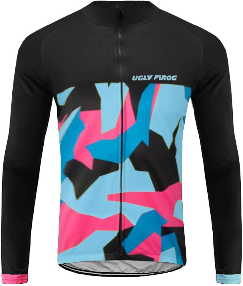 Uglyfrog Winter Fleece Warm Men's Full Zip Moisture Wicking Long Sleeve Cycling Jersey, Running Tops - Bike Biking Shirt