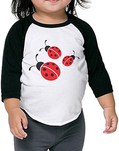 Ladybug 3/4 Sleeves Raglan Toddler Children Kids Custom Round Collar T Shirts Tee Unisex