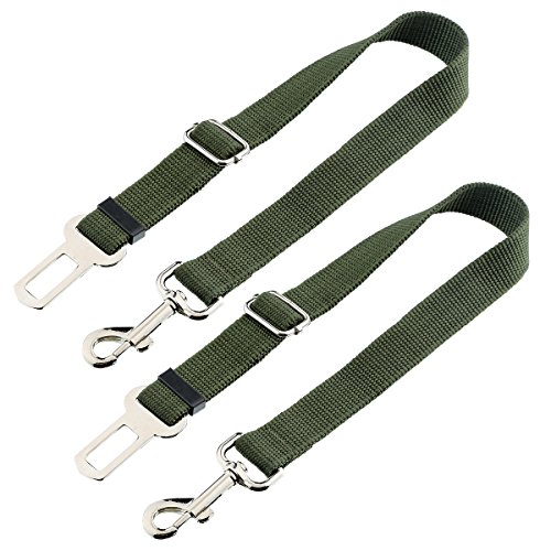 Dog Seat Belt, Harness Car Safety Seatbelt 2 Packs, Adjustable Nylon Strap and Universal Clip For Buckle up Dogs Puppy Cats Pets,Shock Absorbing for Safe Travel - Green - Thumbnail 7
