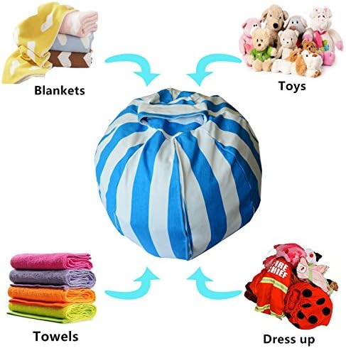 Bluexury Creative Stuffed Animal Storage Bean Bag Chair - Premium Canvas - Perfect Storage for Blankets / Pillows / Covers / Towels / Clothes