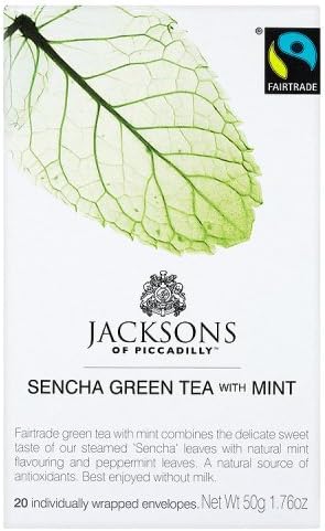 Jacksons of Piccadilly Fairtrade Sencha Green 20 Teabags (Pack of 8, Total 160 Teabags)
