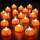 18PCs Halloween party favors 3D Pumpkin Flameless Candle Battery Operated LED Candle for Halloween Decorations,Themed Party Supplies,1.9
