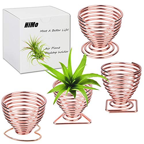 Air Plant Holder Airplant Stand Fuego Planter Lonantha Tillandsia Plant Display Racks, Live Tropical House Plants for Home Decor-Indoor Air Plants-4Pack (Rose Gold)