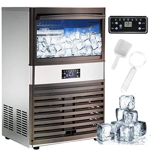 Nurxiovo Commercial Ice Maker Machine, 132lbs/24H Stainless Steel Free